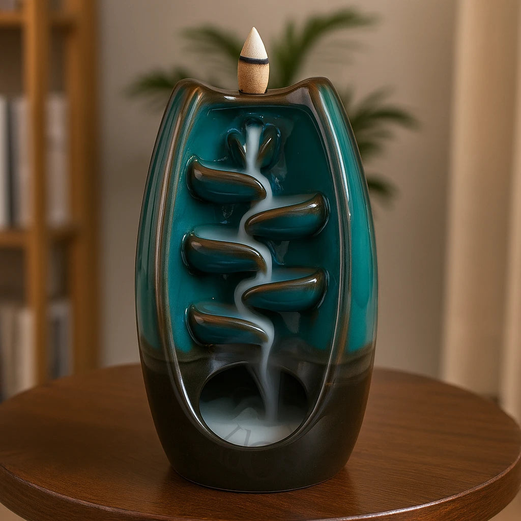 Porta Incienso de Cerámica con Cascada Zen – Diseño Versátil