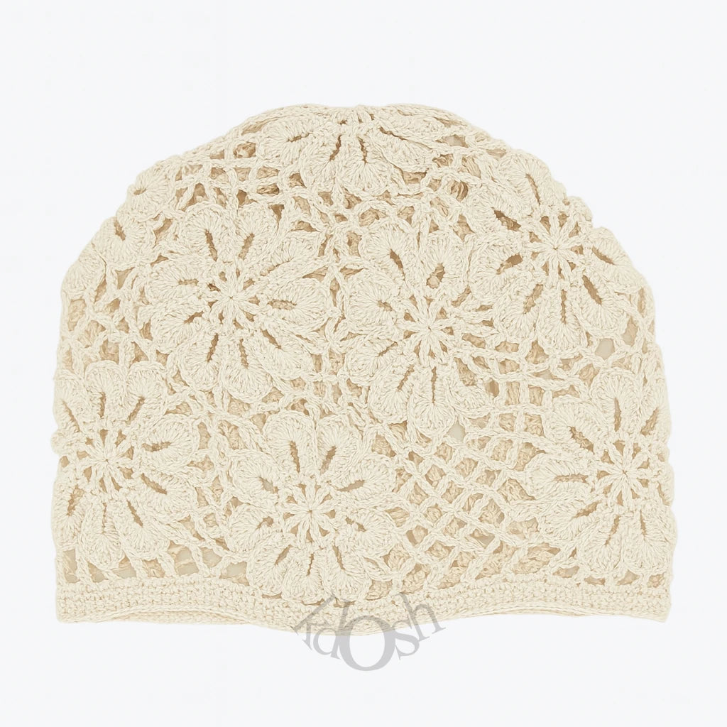 GORRO DE PUNTO PARA DAMA CON DISEÑO FLORAL