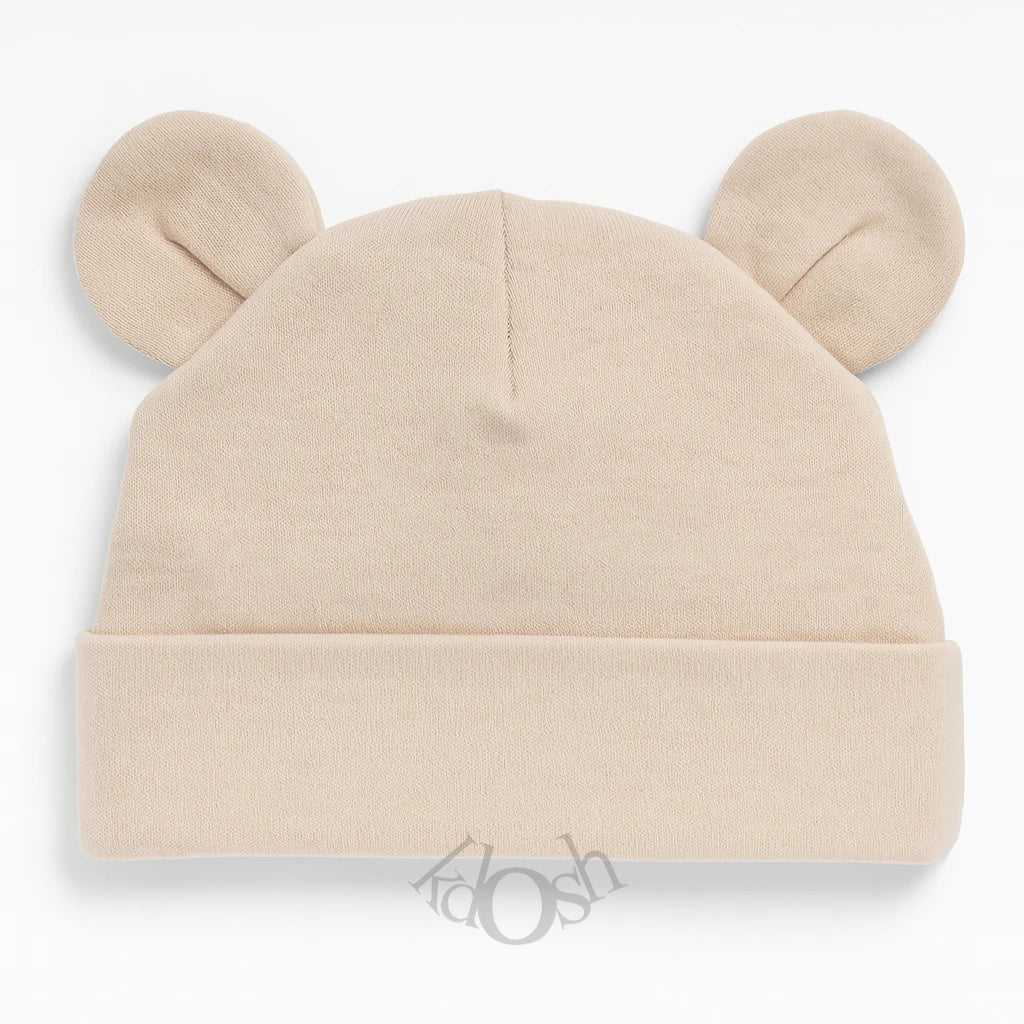 Gorro de Bebé con Orejitas y Pompones