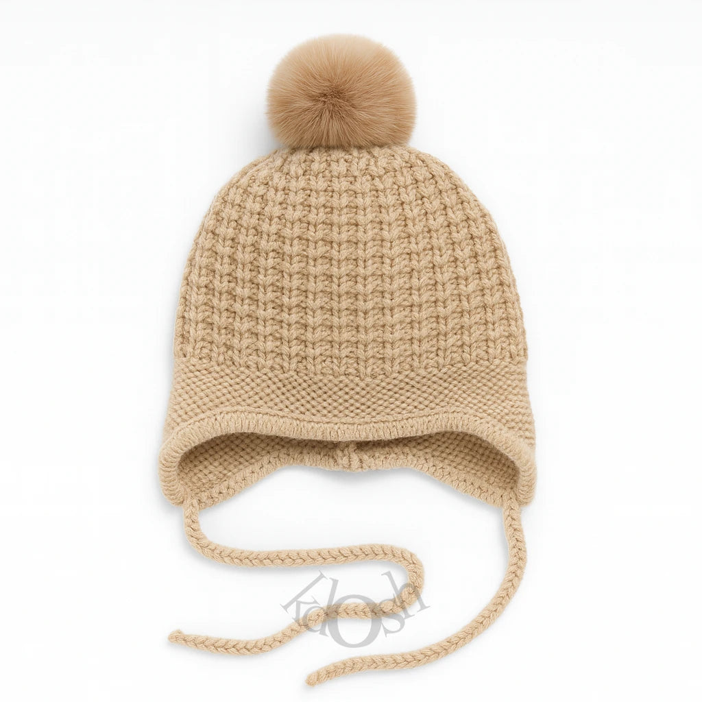 🧣 Gorro Tejido Infantil con Orejeras y Pompón 🎀