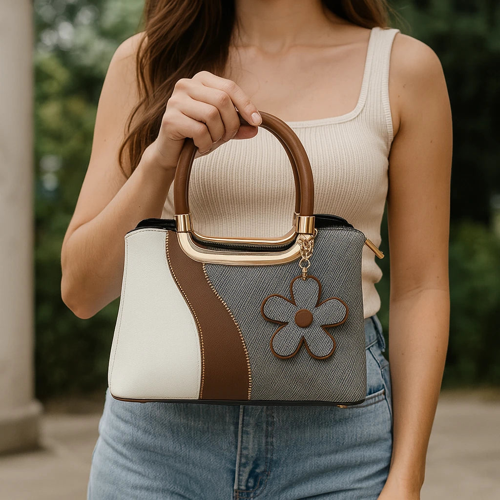 Cartera Versátil con Llavero Floral – Estilo Juvenil y Elegante