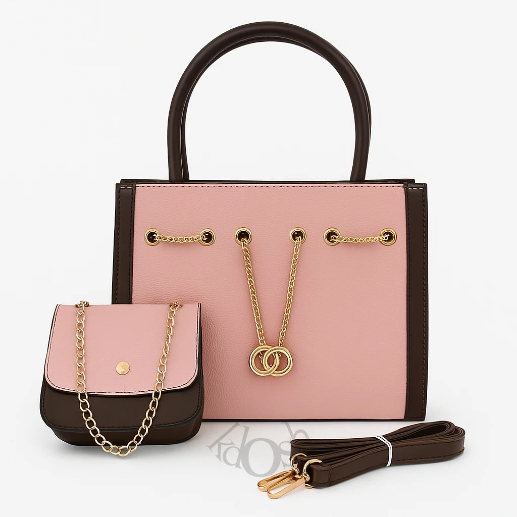 Cartera Dos Piezas con Cadena Decorativa – Set Elegante de Mujer