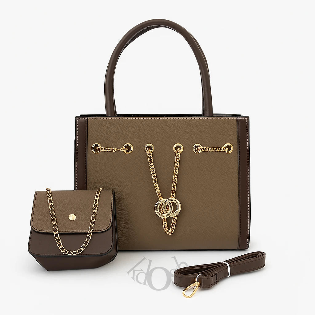 Cartera Dos Piezas con Cadena Decorativa – Set Elegante de Mujer
