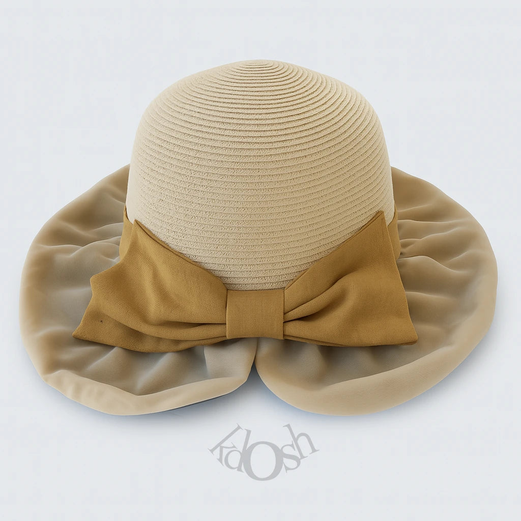 Sombrero Tejido con Gran Lazo Posterior – Estilo Romántico y Elegante