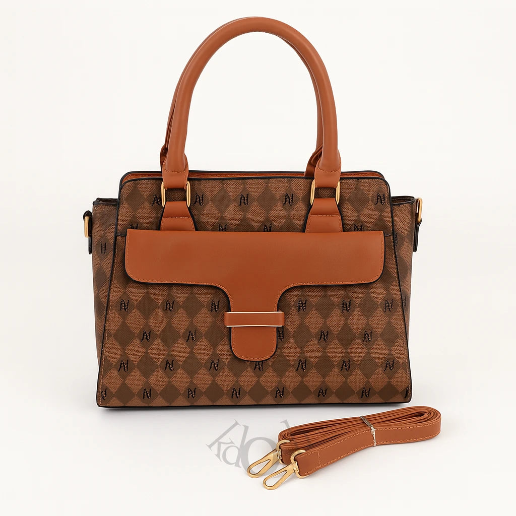 Cartera Estampada con Solapa Frontal – Elegancia Clásica