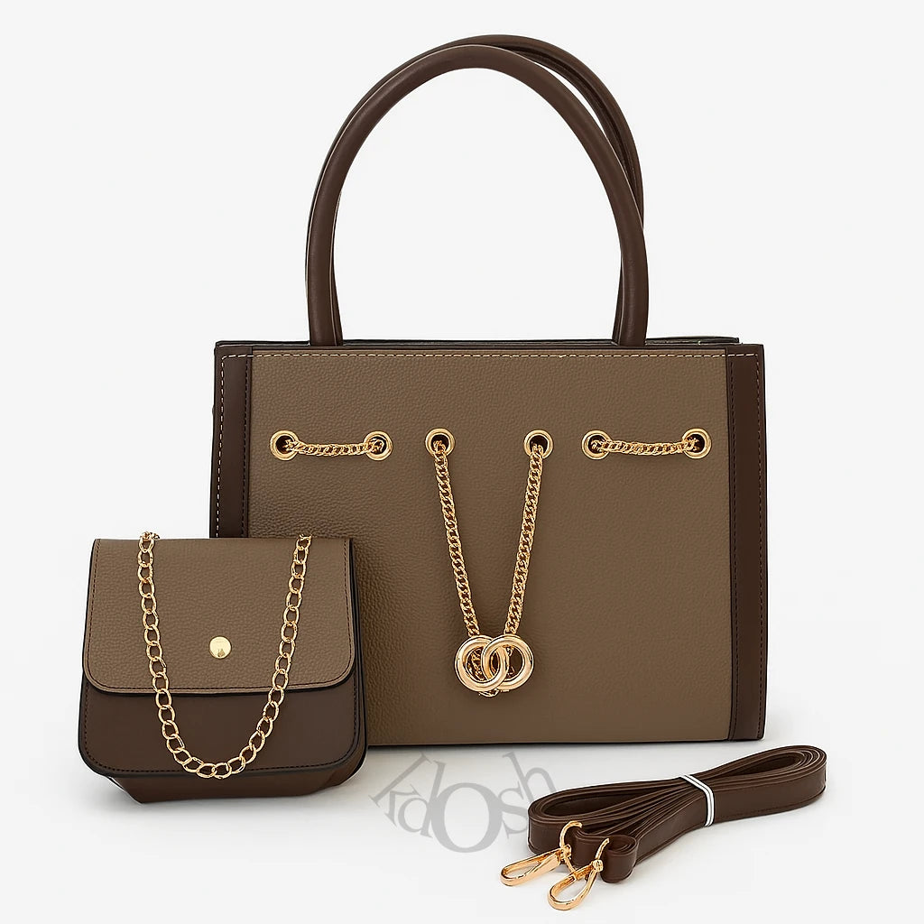 Cartera Dos Piezas con Cadena Decorativa – Set Elegante de Mujer