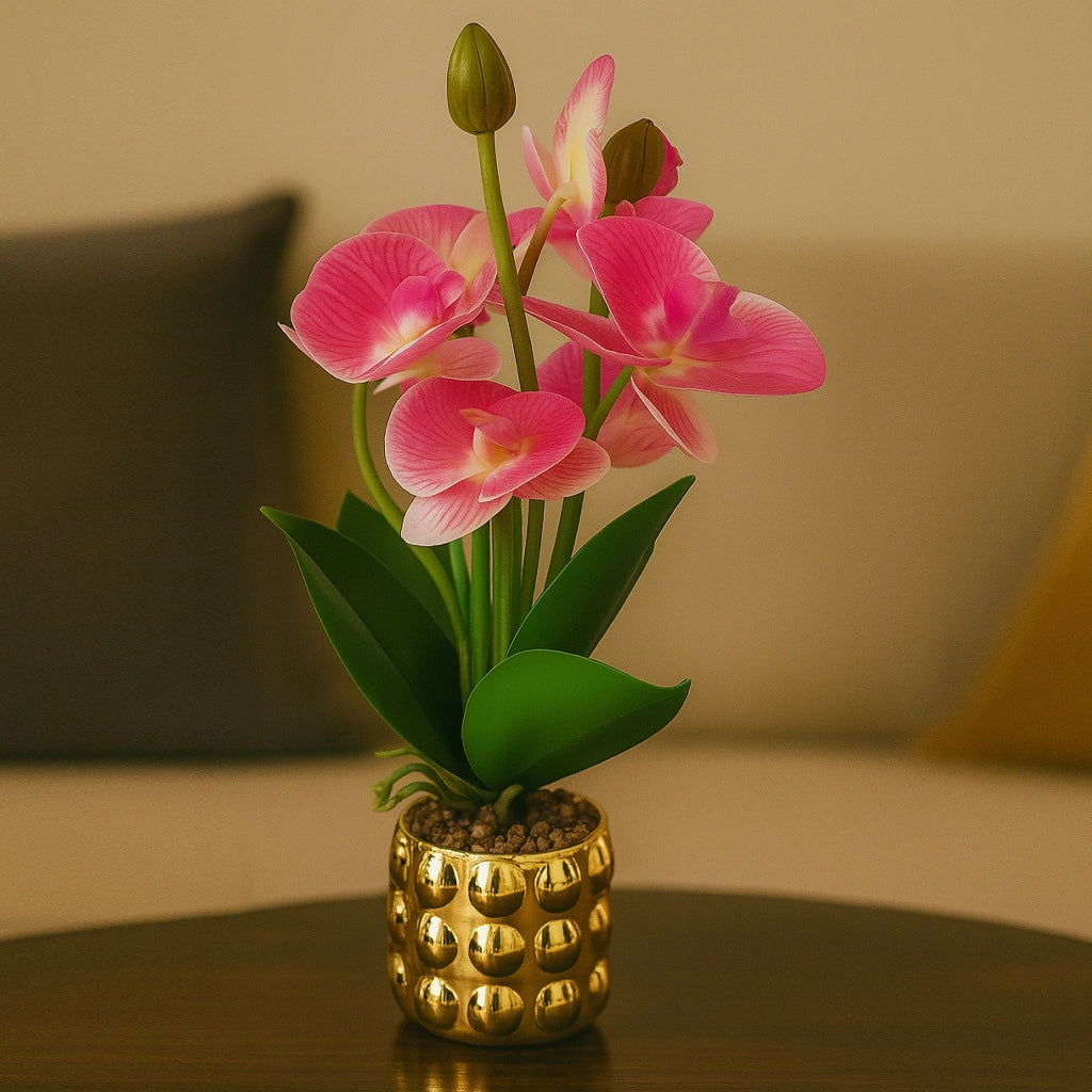 PLANTA ARTIFICIAL CON FLORERO DORADO