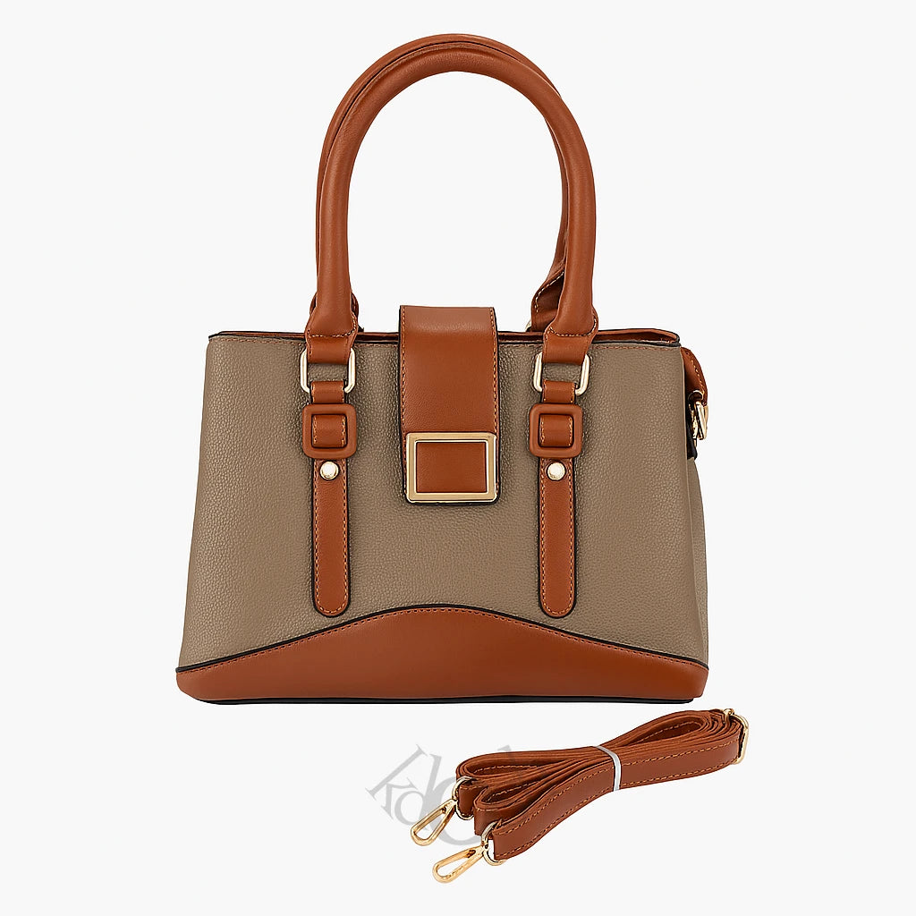 Cartera Bicolor de Mujer con Hebilla Decorativa – Elegancia y Estilo