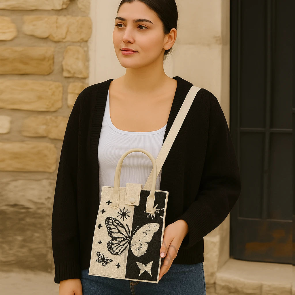 Bolso Tejido Artístico 2 en 1 con Estampado Moderno