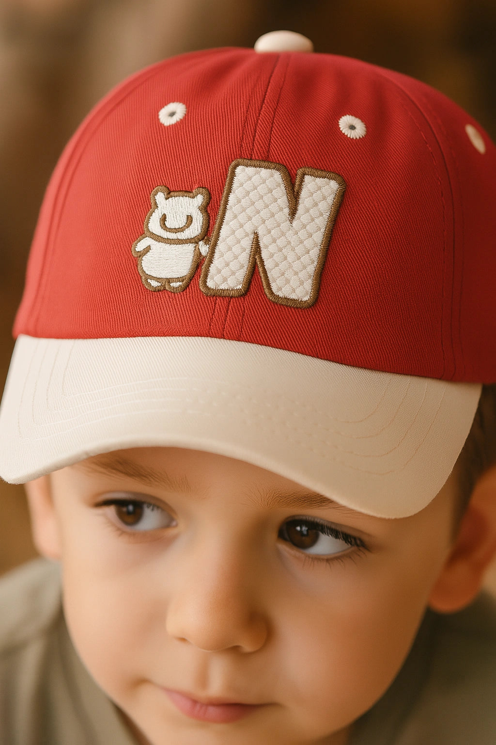 Gorra Infantil con Bordado de Osito – Estilo y Protección para Peques con Personalidad