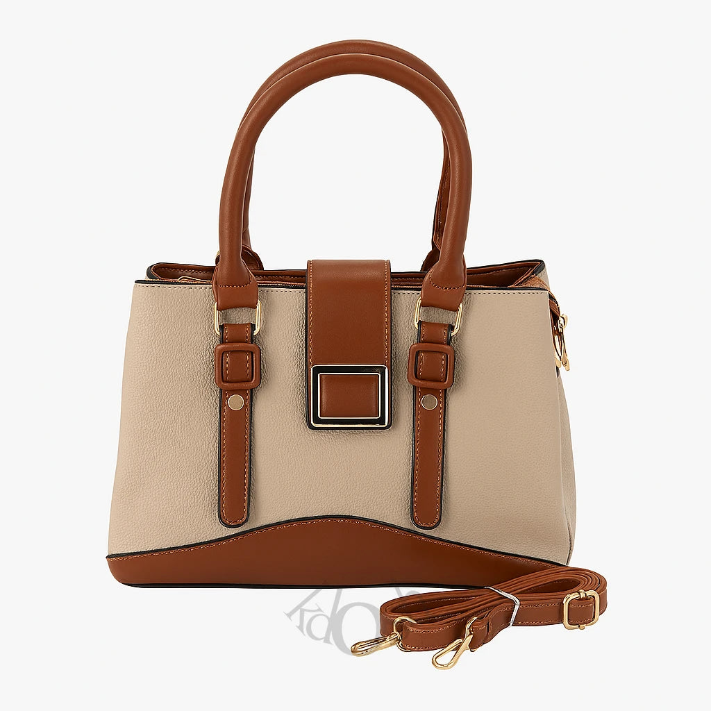Cartera Bicolor de Mujer con Hebilla Decorativa – Elegancia y Estilo