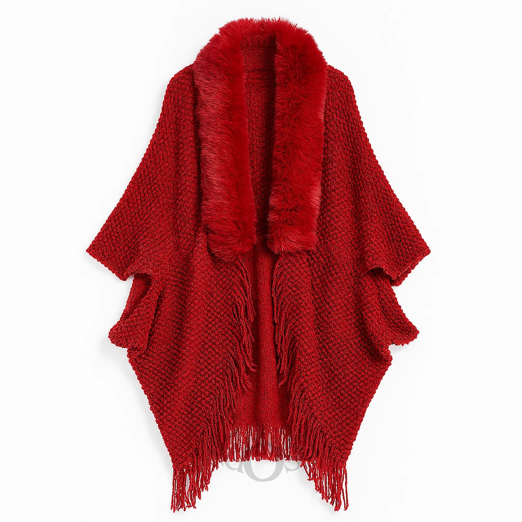 Poncho Suave con Flecos y Corte Abierto – Estilo Chic y Abrigo