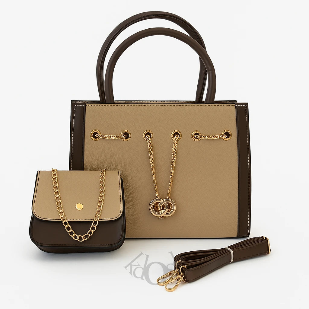 Cartera Dos Piezas con Cadena Decorativa – Set Elegante de Mujer