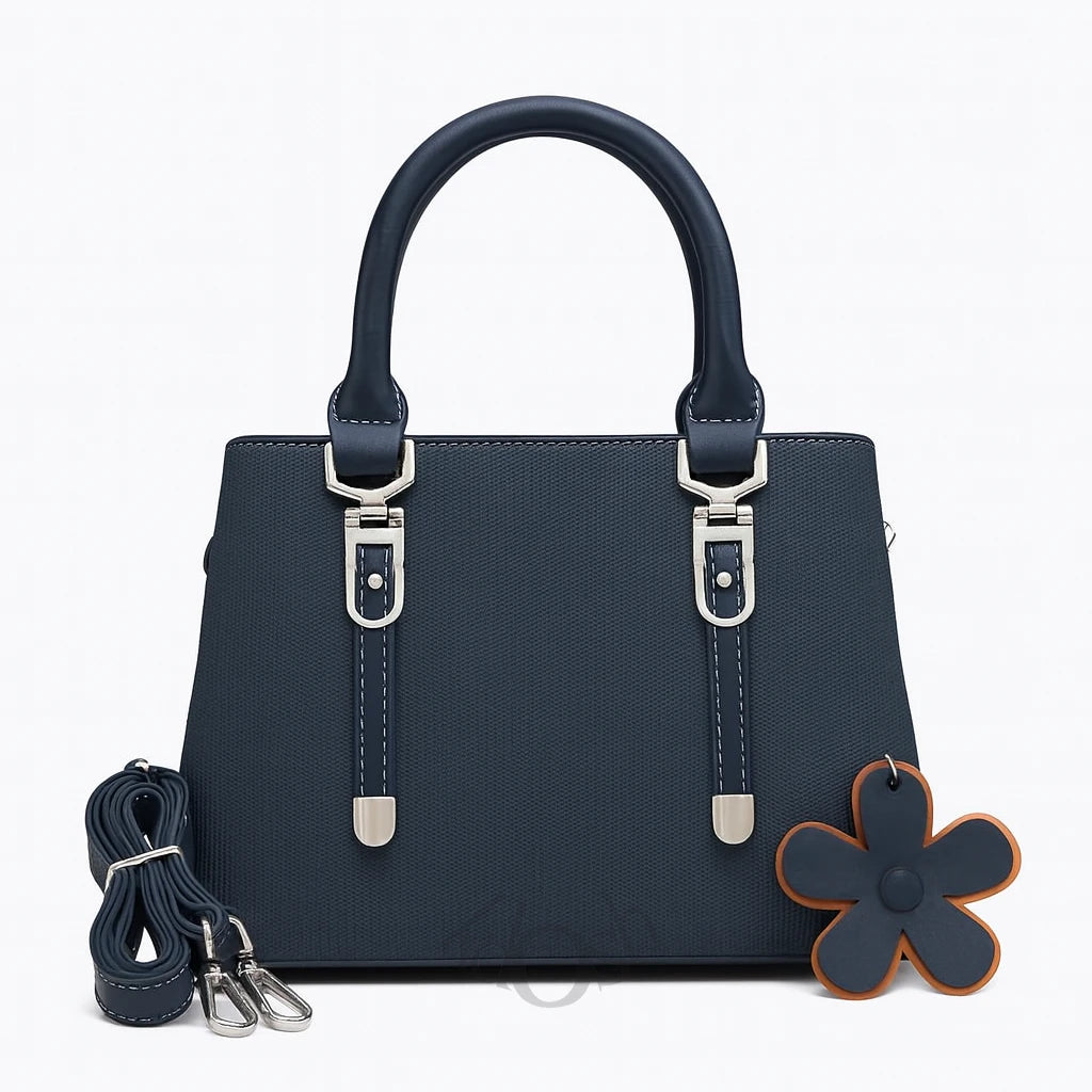 Cartera Texturizada con Llavero Floral – Chic y Versátil