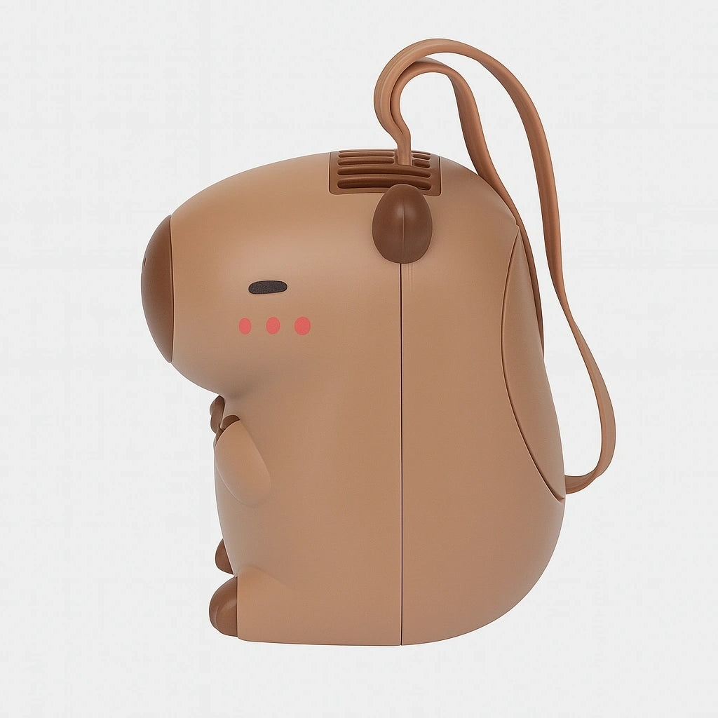 MINI VENTILADOR PORTÁTIL – DISEÑO CAPIBARA CON CINTA ELASTICA