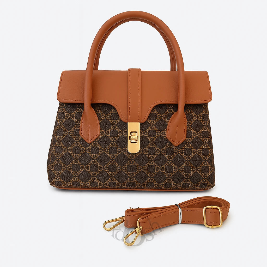 Cartera con Estampado y Broche – Estilo Clásico y Versátil