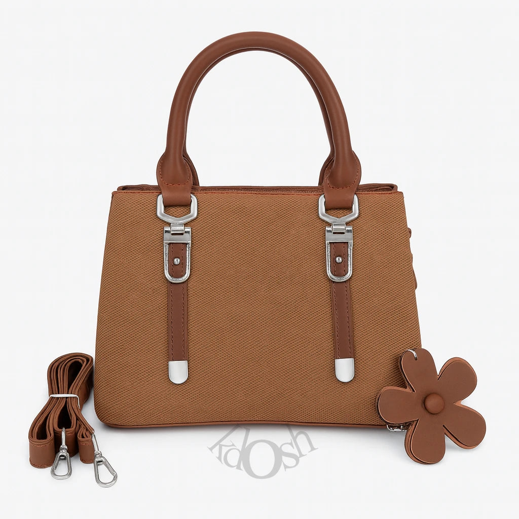 Cartera Texturizada con Llavero Floral – Chic y Versátil