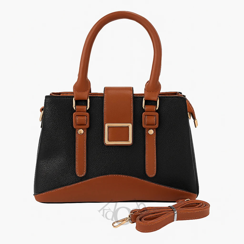 Cartera Bicolor de Mujer con Hebilla Decorativa – Elegancia y Estilo