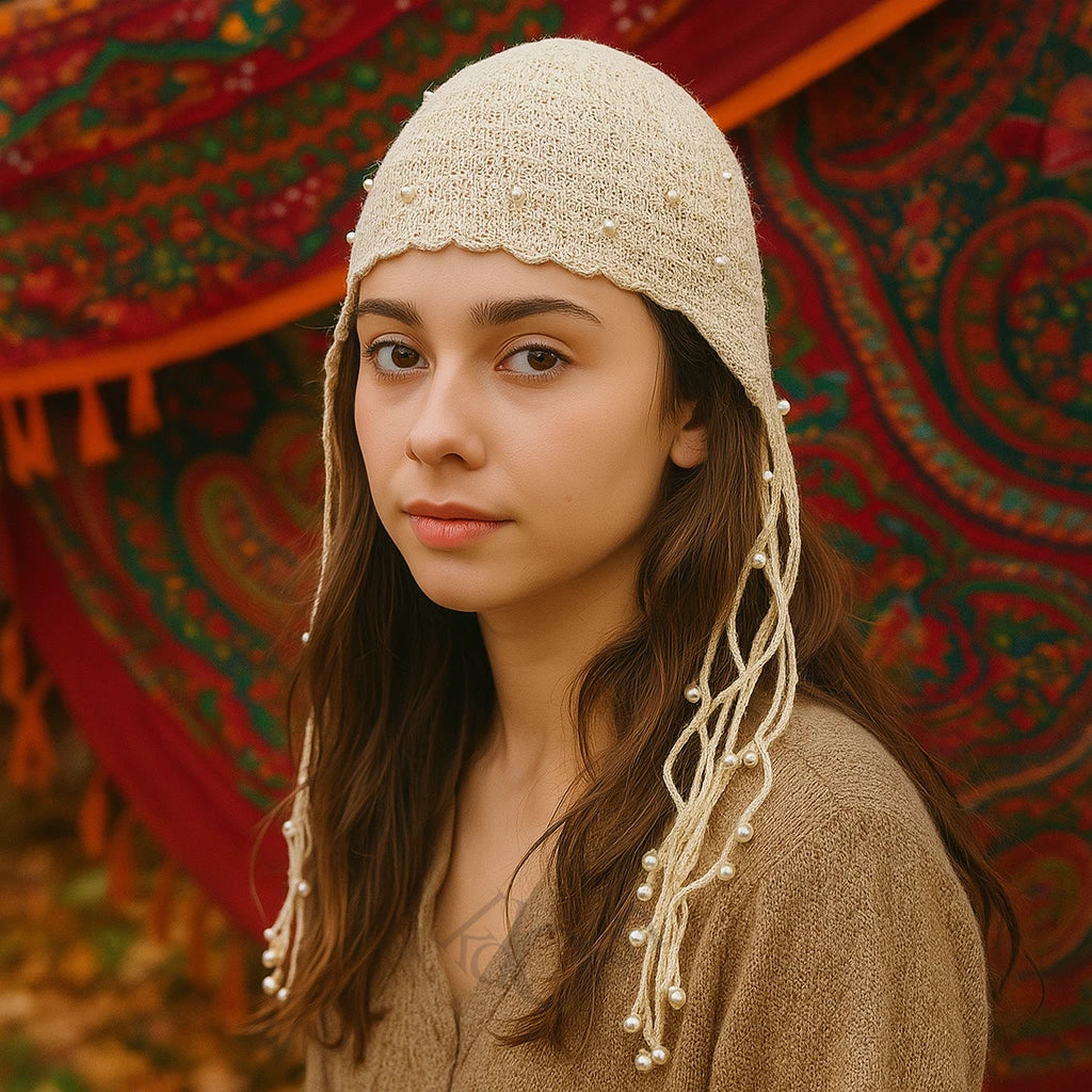 GORRO DE PUNTO CON PERLAS