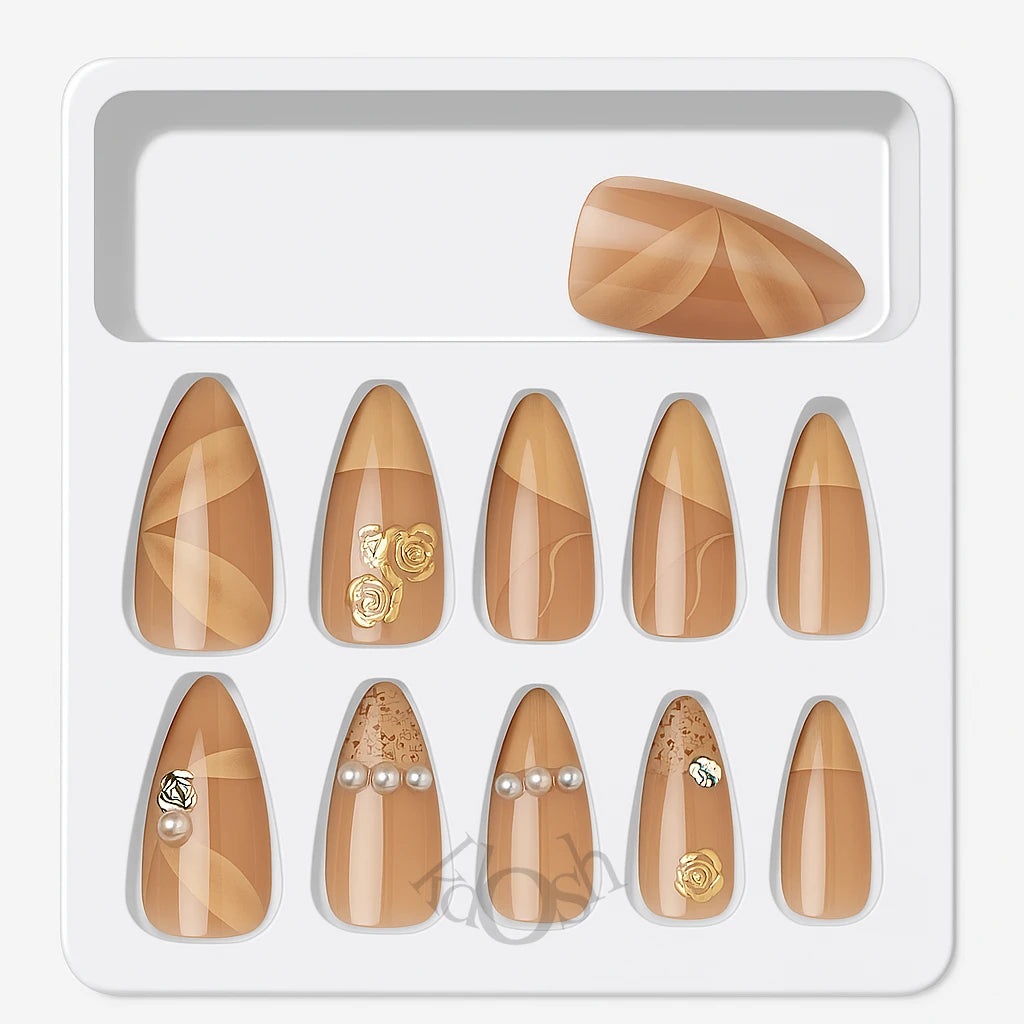 Uñas de Gel a Presión con Detalles de Lujo – Diamantes y Diseños Exclusivos