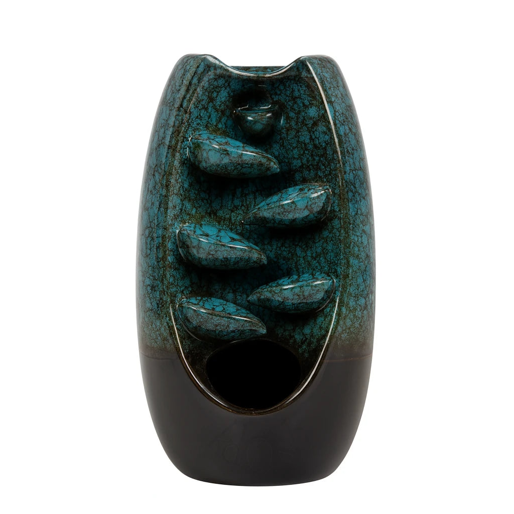 Porta Incienso de Cerámica Cascada Verde Jade – Diseño Craquelado