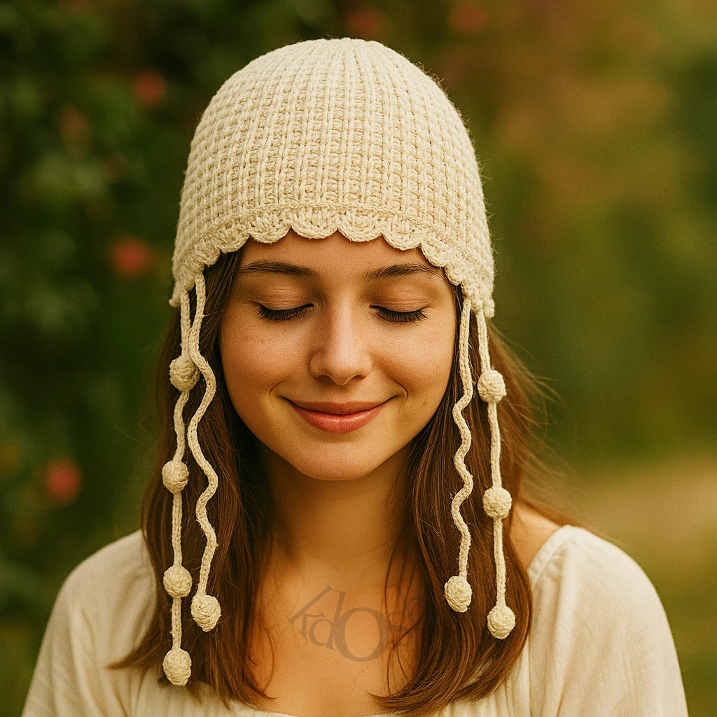GORRO DE PUNTO CON DETALLES DECORATIVOS