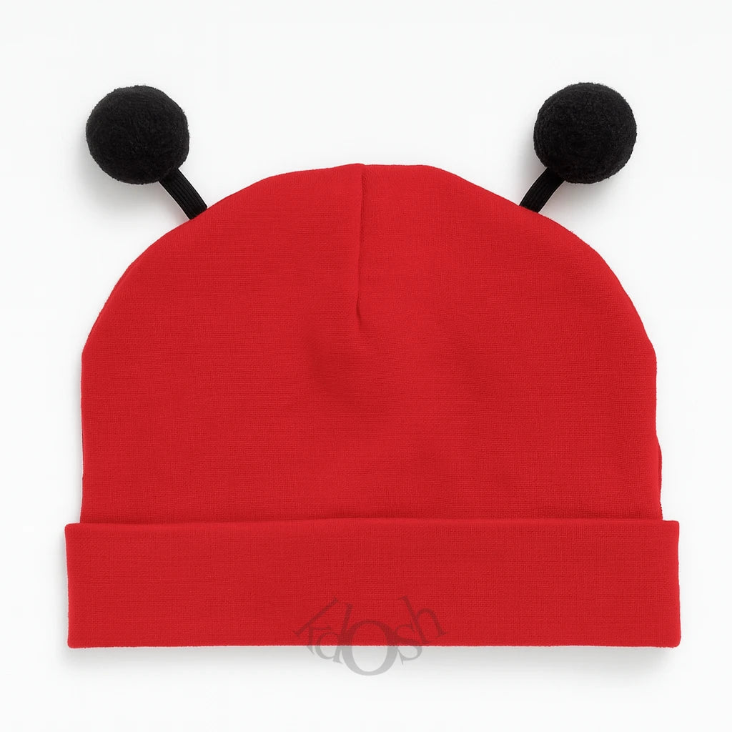 Gorro de Bebé con Orejitas y Pompones