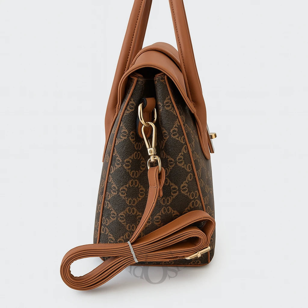 Cartera con Estampado y Broche – Estilo Clásico y Versátil