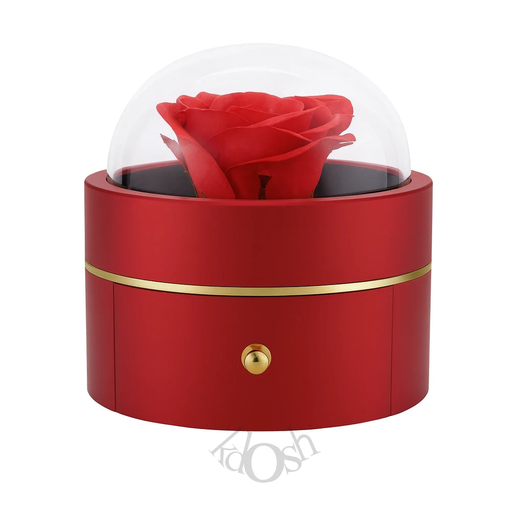 COFRE JOYERO CON ROSA BAJO CUPULA– Elegancia y Detalle Único 🌹