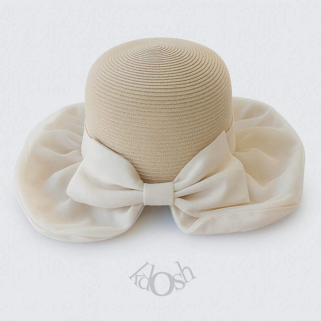 Sombrero Tejido con Gran Lazo Posterior – Estilo Romántico y Elegante