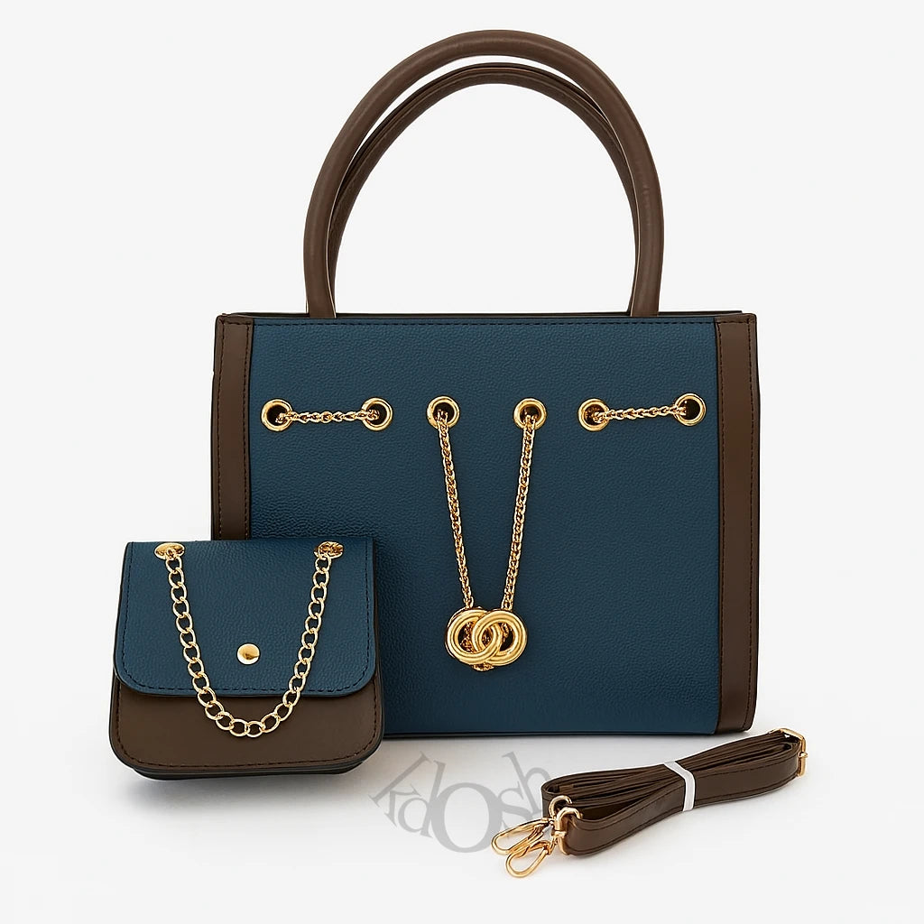 Cartera Dos Piezas con Cadena Decorativa – Set Elegante de Mujer