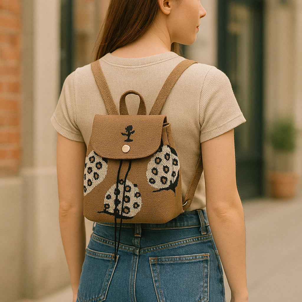 Mochila Tejida con Diseño Estampado – Moderna y Funcional