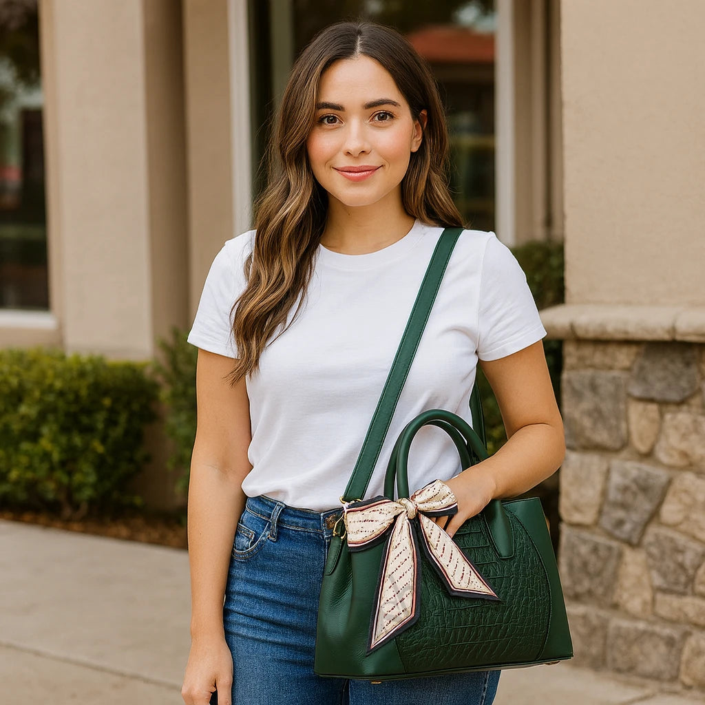 Cartera Con Patrón Cocodrilo – Sofisticación En Cada Detalle