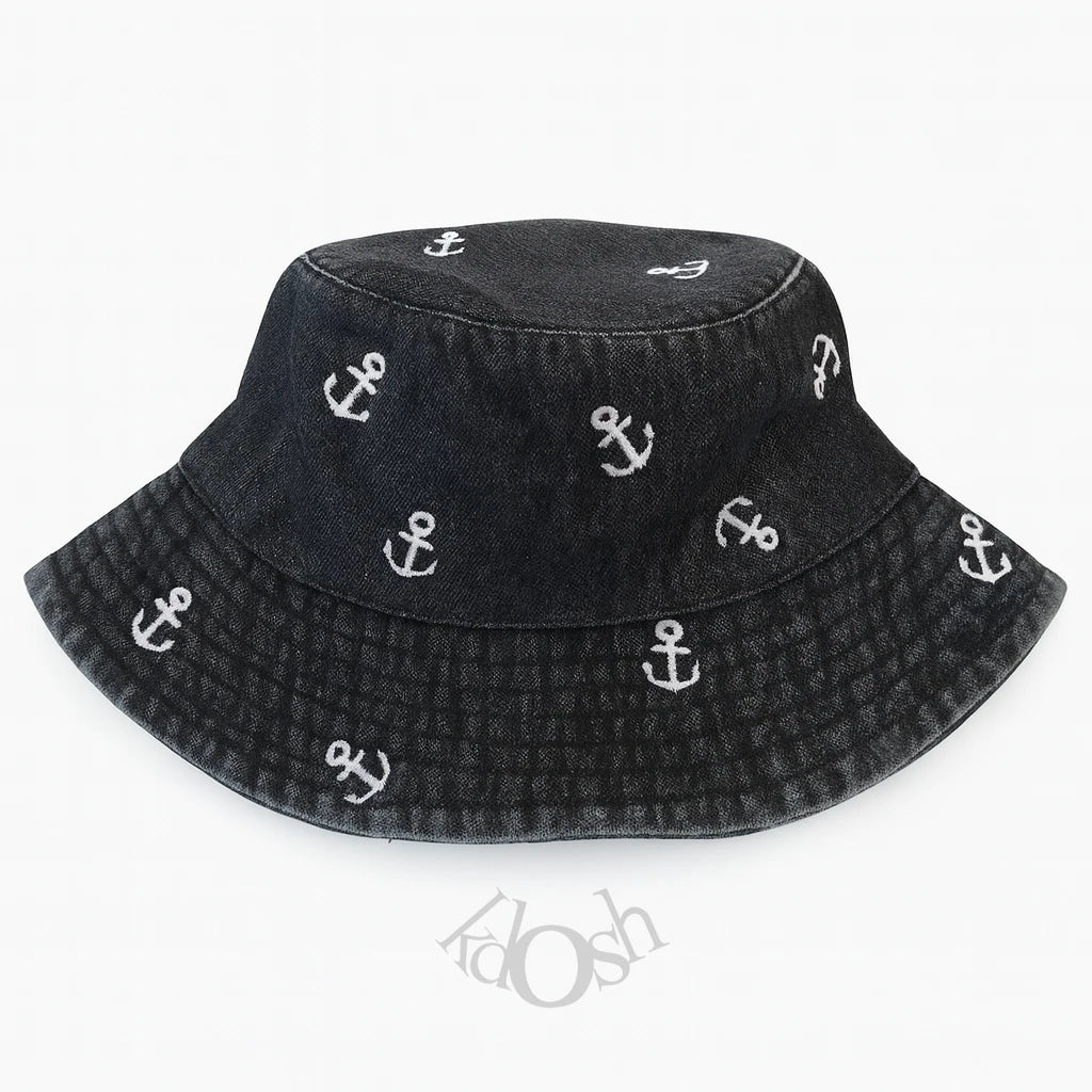 Sombrero Bucket Denim con Bordado Náutico – Estilo Fresco