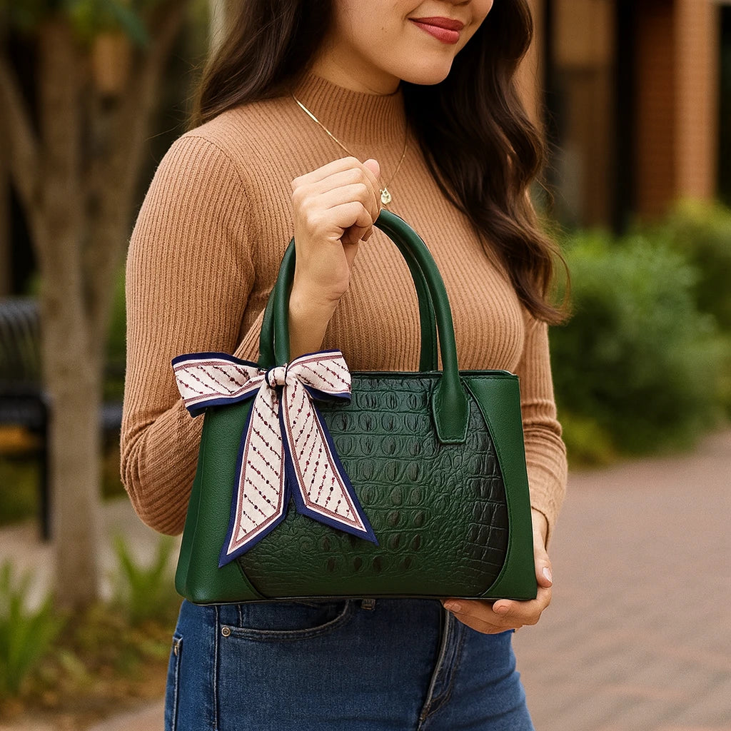 Cartera Con Patrón Cocodrilo – Sofisticación En Cada Detalle