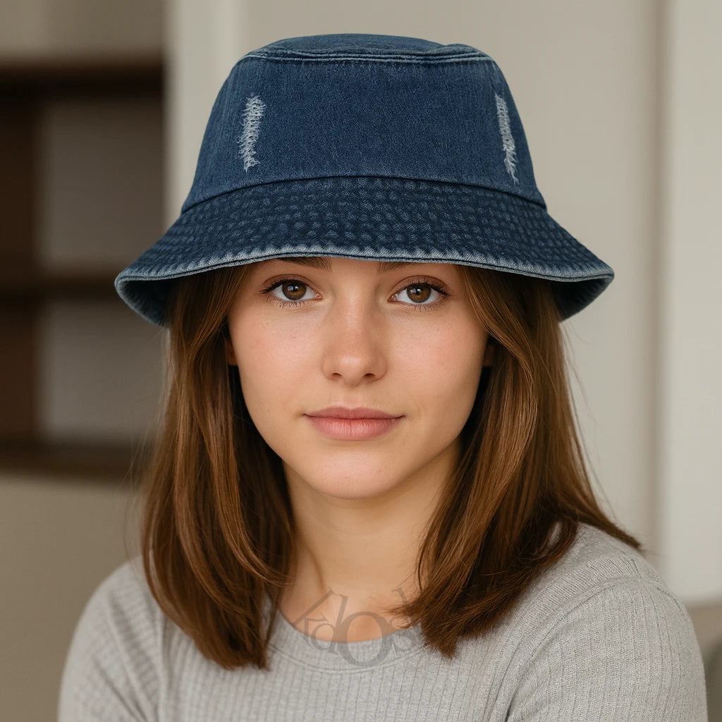 Sombrero de Jean con Detalles Bordados – Bucket Premium