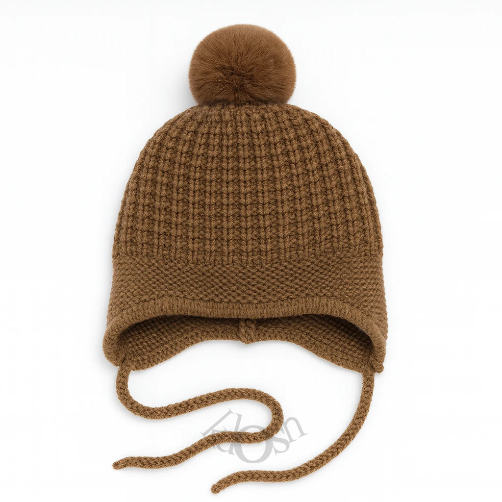 🧣 Gorro Tejido Infantil con Orejeras y Pompón 🎀