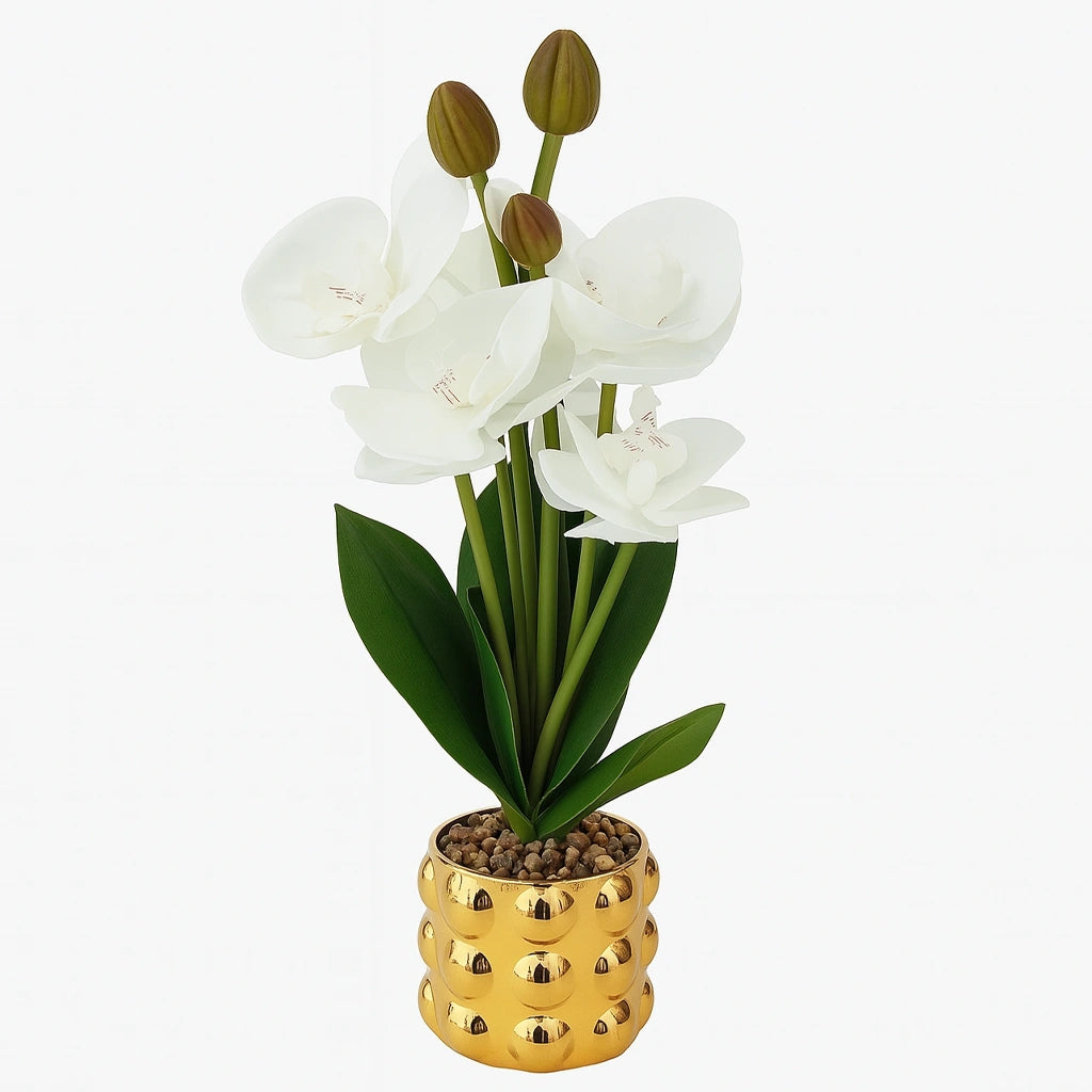 PLANTA ARTIFICIAL CON FLORERO DORADO