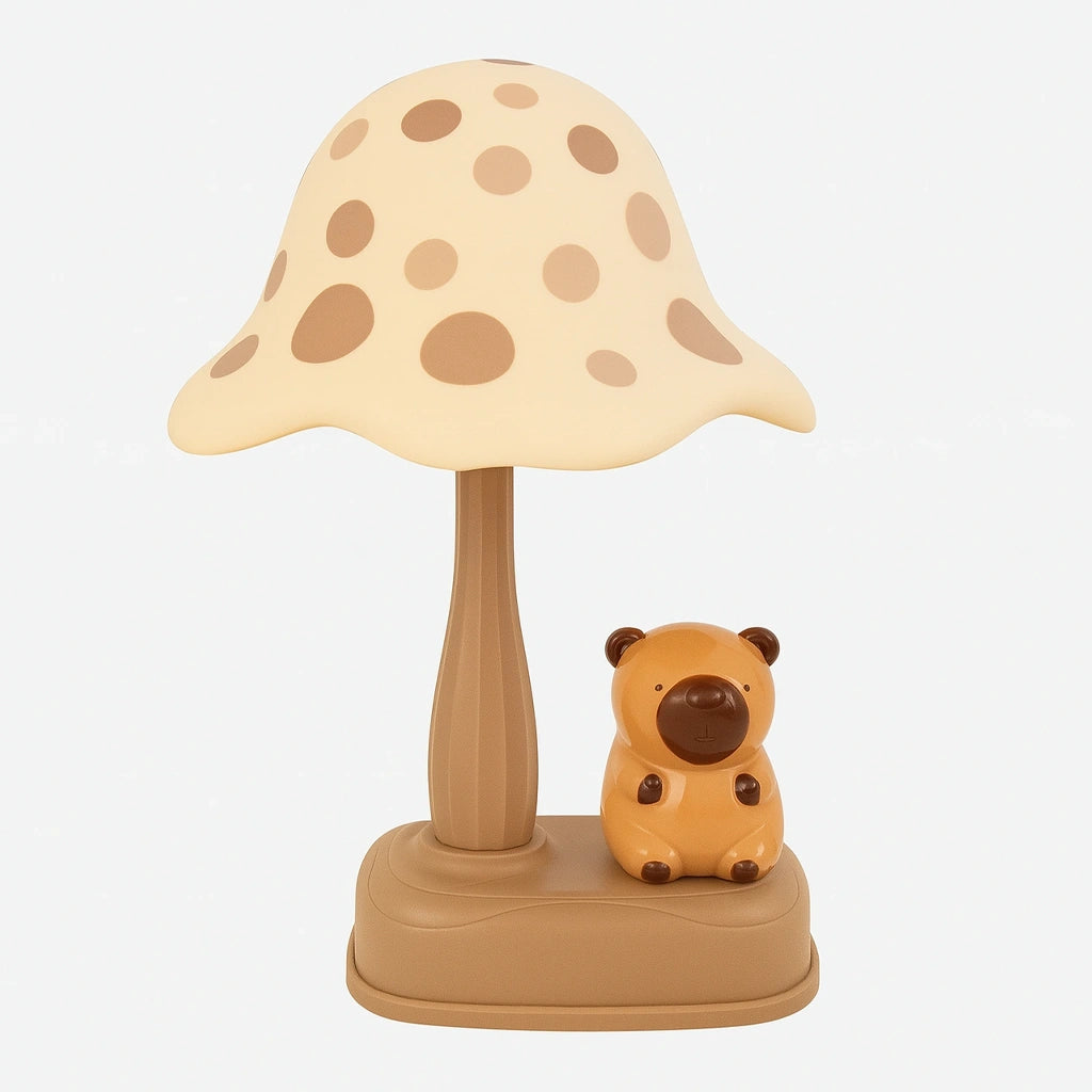 Lámpara de Mesa para Noche – Hongo con Capibara Encantador
