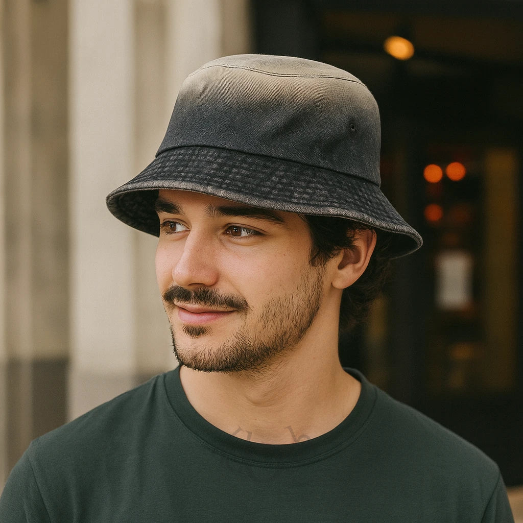 Sombrero Bucket Denim Bicolor Unisex – Estilo Urbano con Efecto Degradado