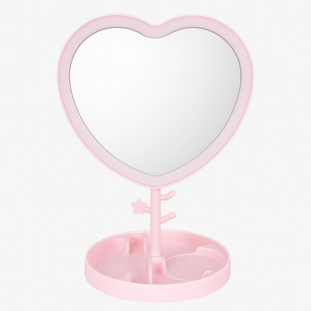 Espejo Corazón con Luz y Espacio para Accesorios