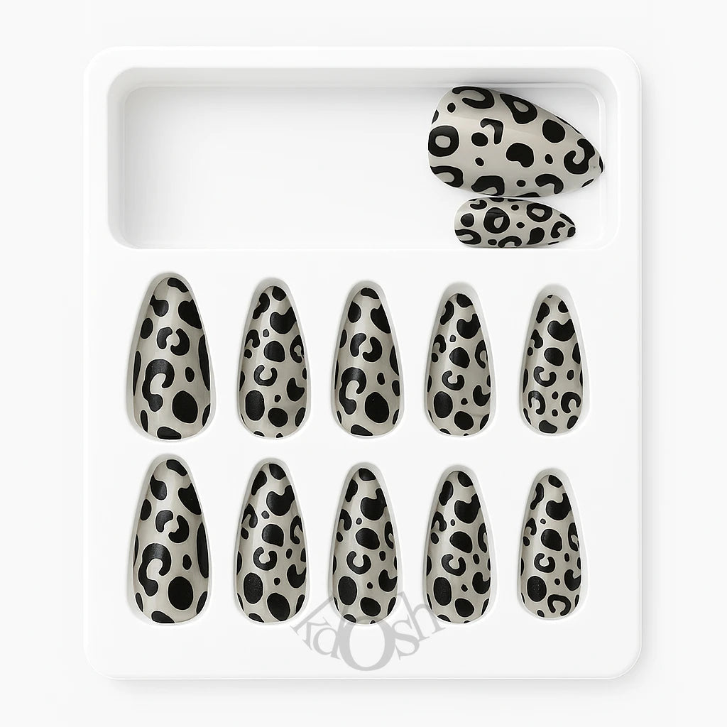 Uñas Postizas Animal Print – Estilo Salvaje con Brillo Gel (12 Piezas)