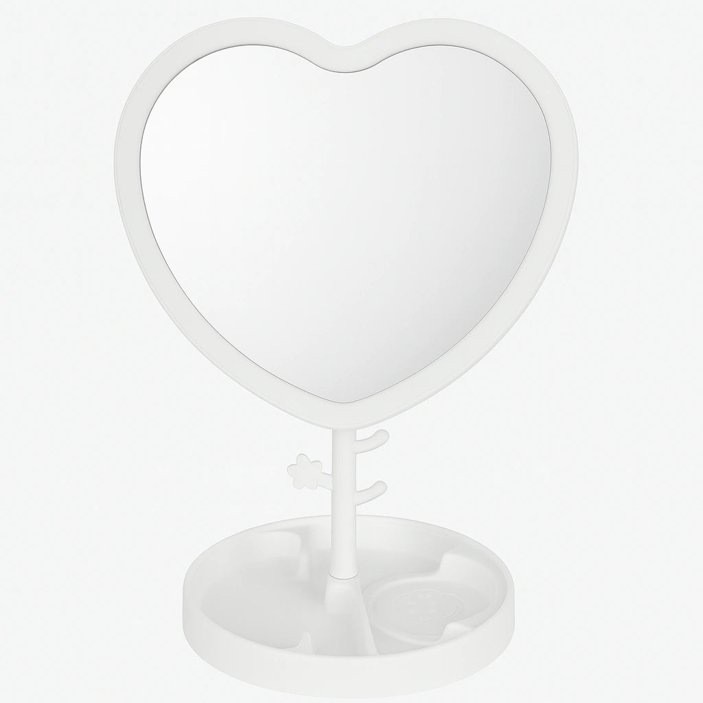 Espejo Corazón con Luz y Espacio para Accesorios