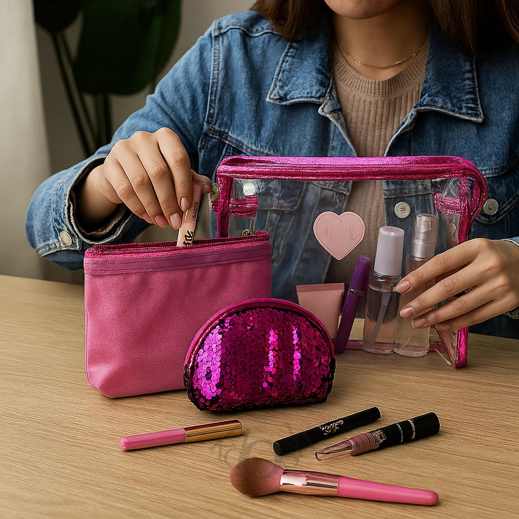 Set de Neceseres 3 en 1 | Organización con Brillo y Estilo 💖👜