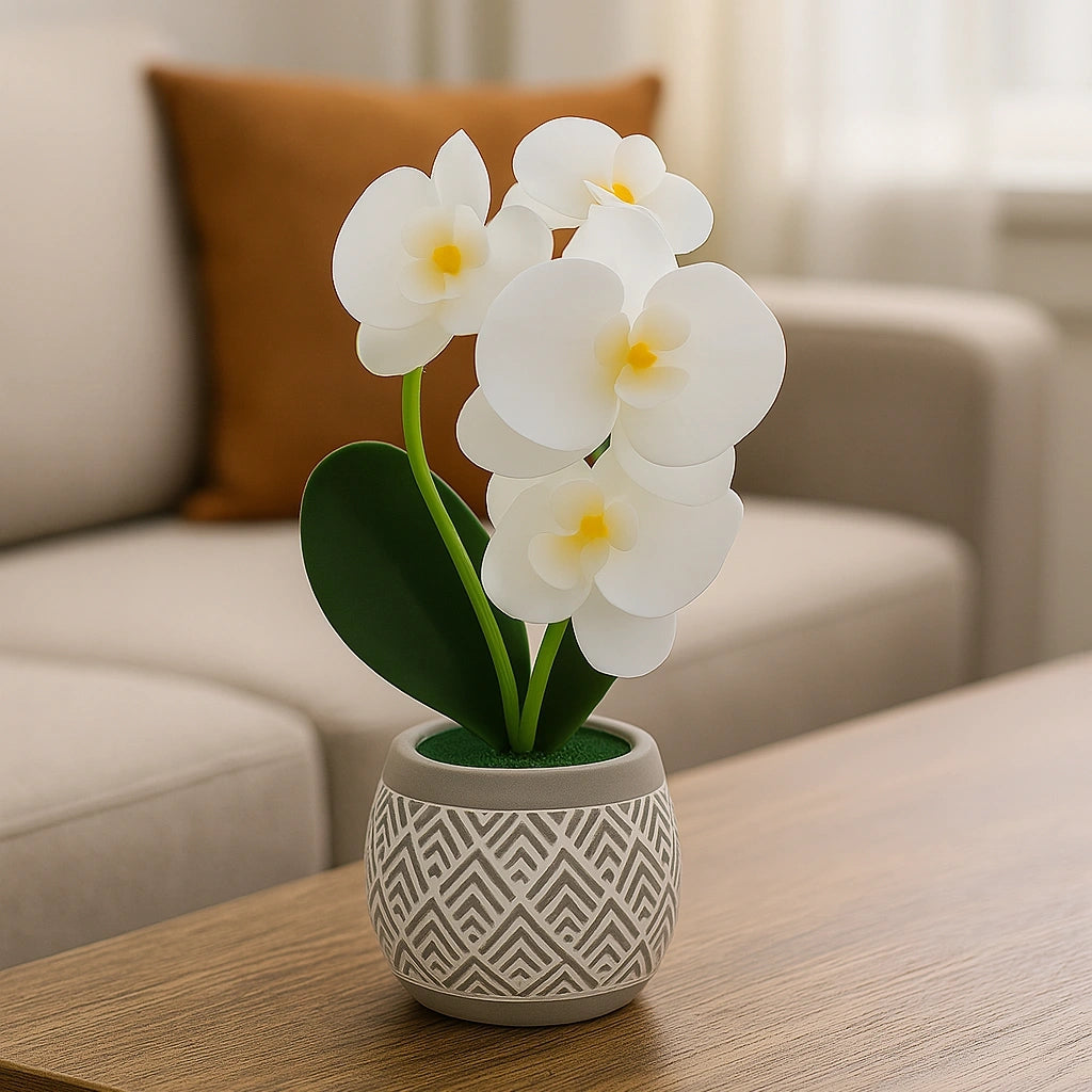 Planta Artificial de Orquídea Blanca – Estilo Nórdico