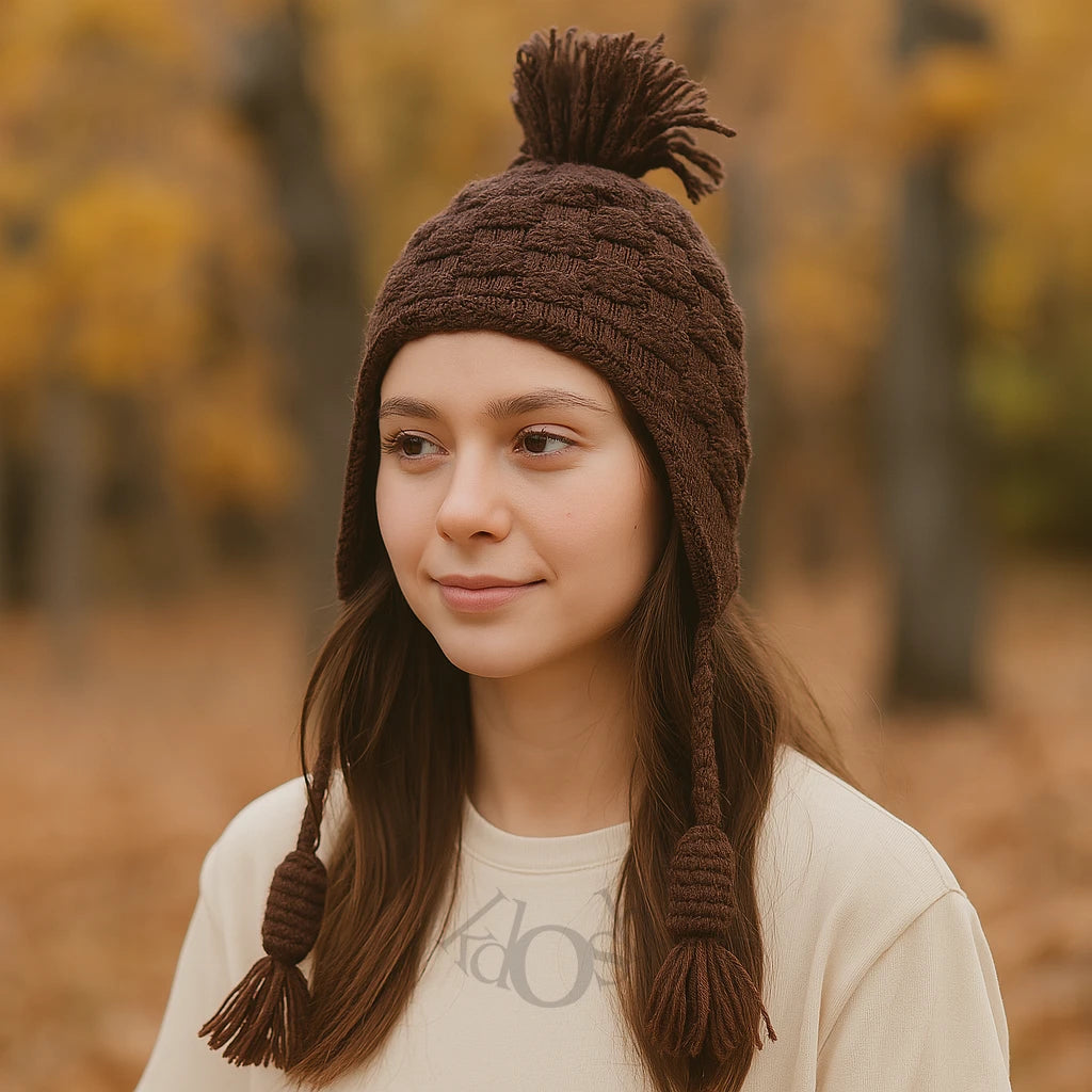 Gorro de Lana con Pompones – Look Chic para Días Fríos