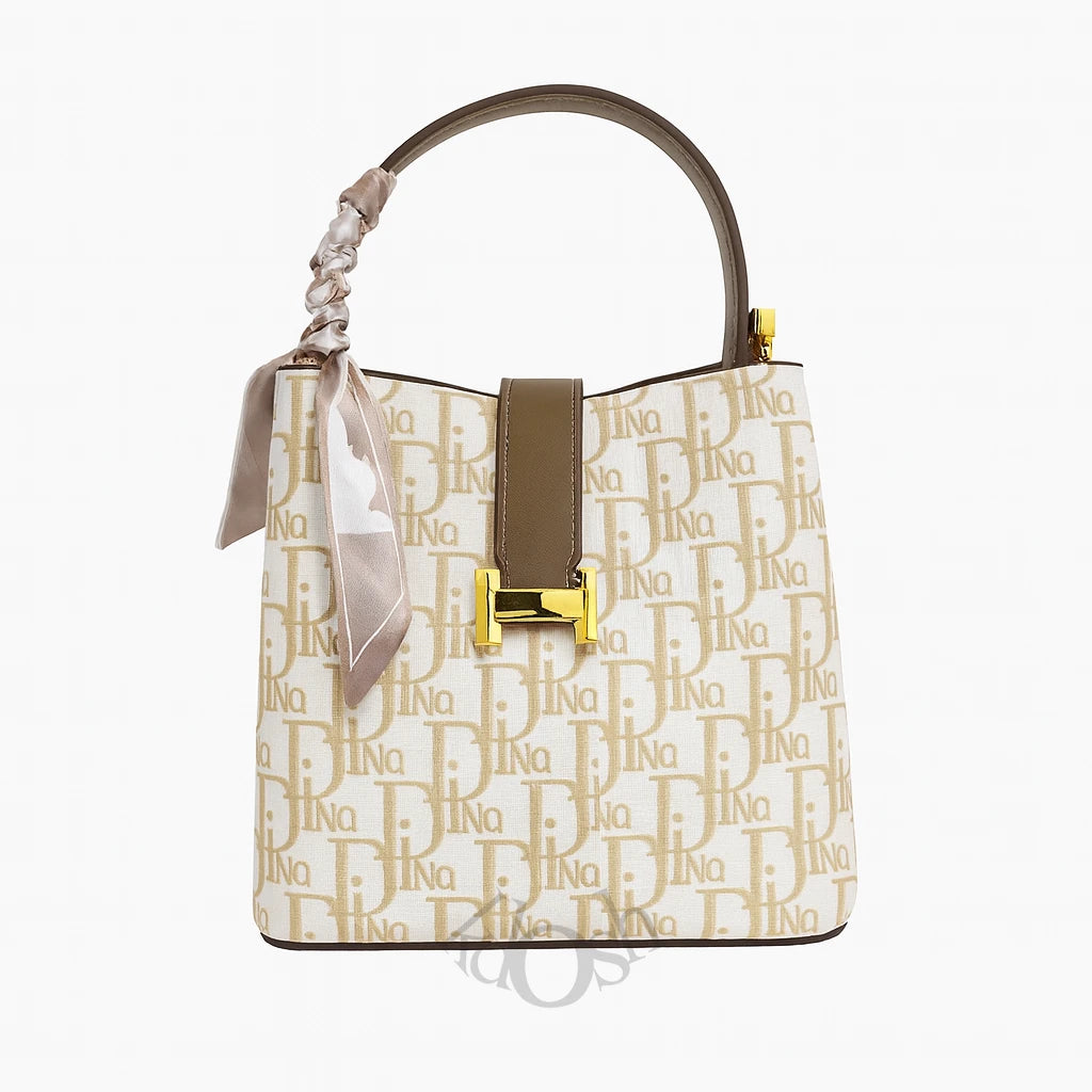 Bolso de Cuero Sintético con Estampado y Pañuelo Chic – Elegancia Versátil