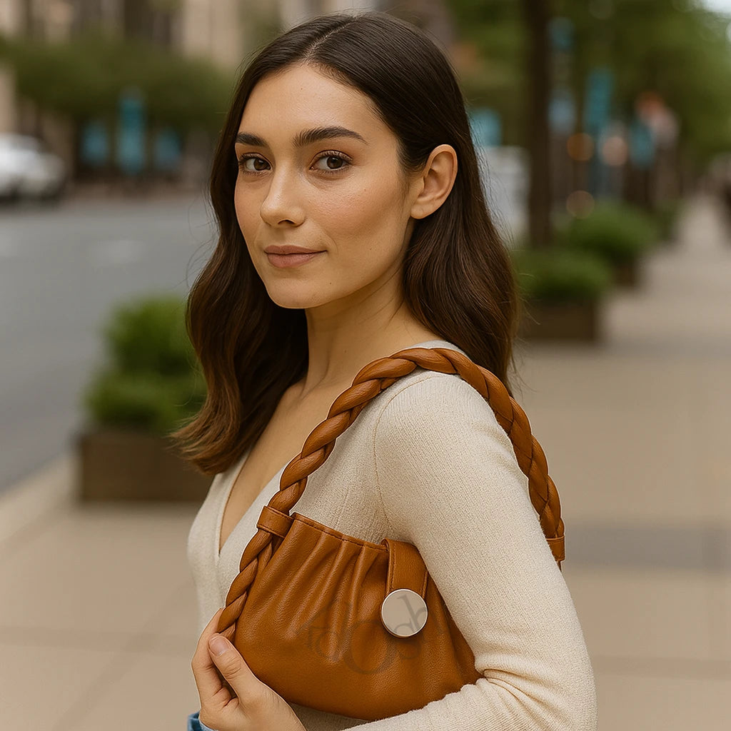 CARTERA CON ASA TRENZADA – ESTILO MODERNO Y ELEGANTE