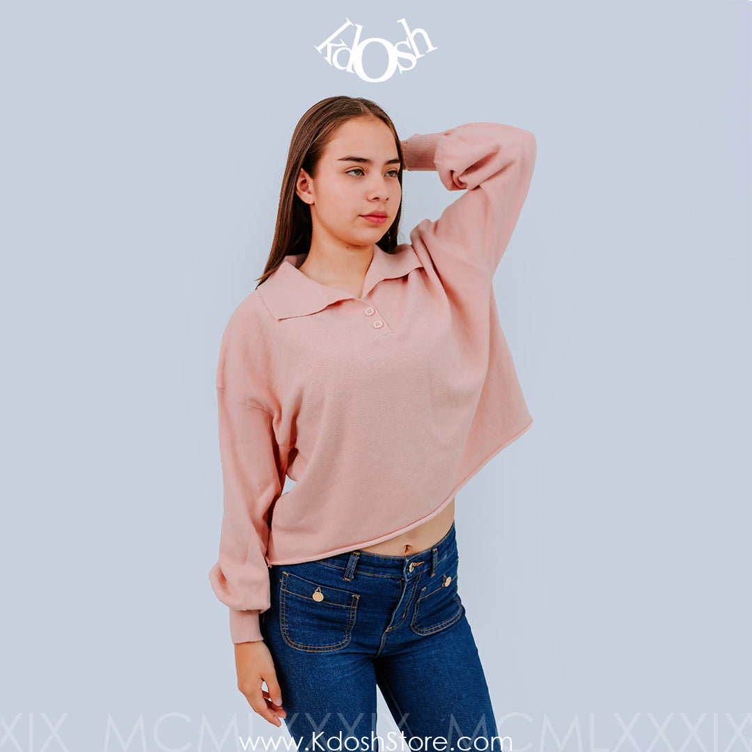 Chompa Elegante Clásica con Cuello y Botones
