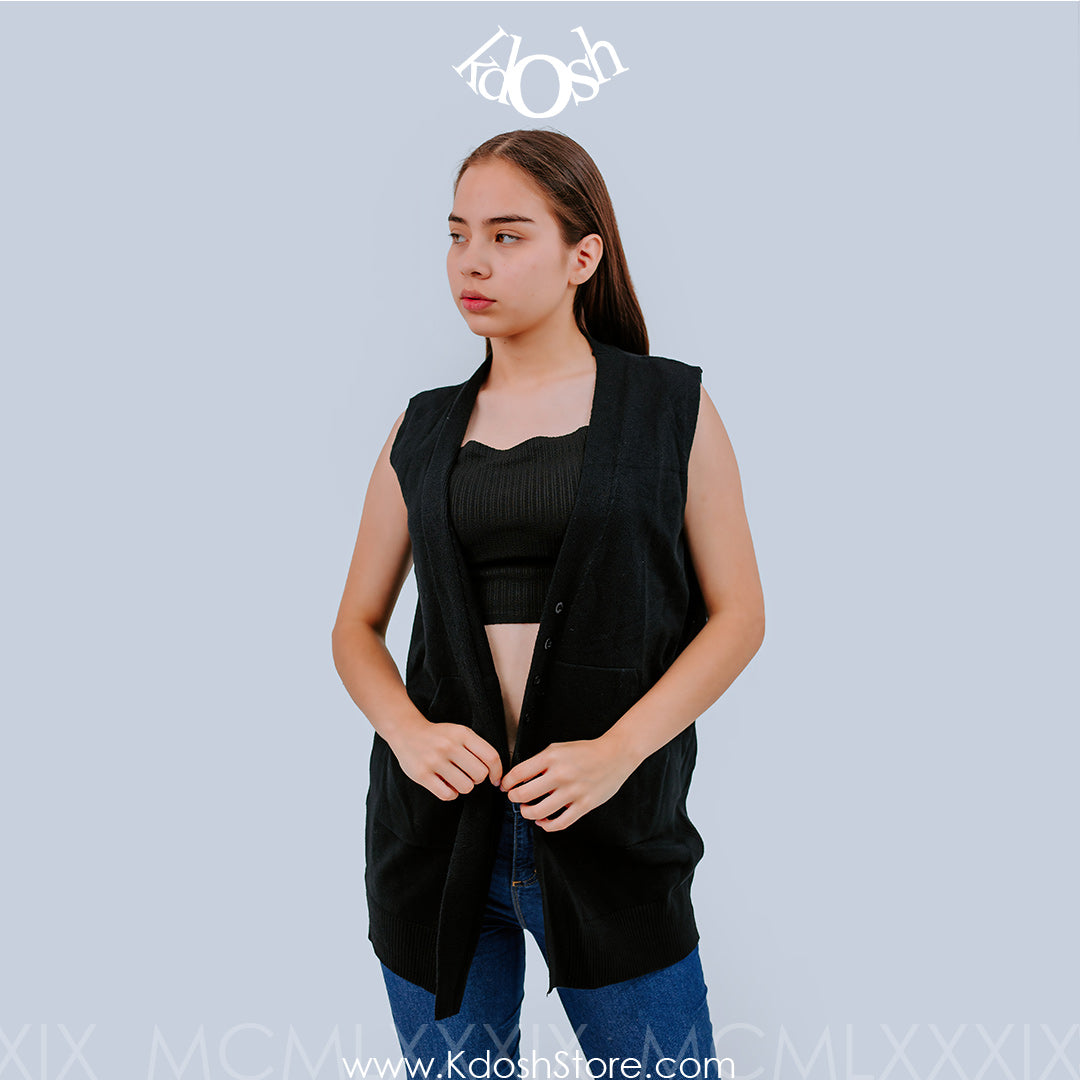 Chaleco Couture con Cinta de Ajuste – Viste con Estilo y Confort